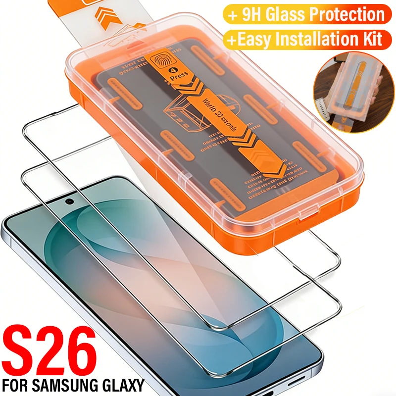 

Dust Free Easy Installation Kit HD Clear Screen Protectors For Samsung Galaxy S26 S26Plus S26Ultra Tempered Glass Films