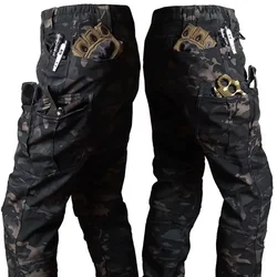 Winter Tactical Pants Men Shark Skin Soft Shell Cargo Trousers Outdoor Multi-pocket Windproof Waterproof Combat Pant S-4XL