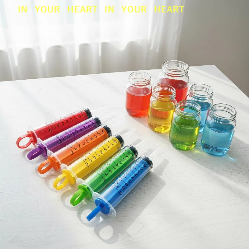 【X】Easy Clean Industrial Syringe 60ml 100ml Colored Push-Rod Ring for Glue Injection, Adhesive Transfer & DIY Craft