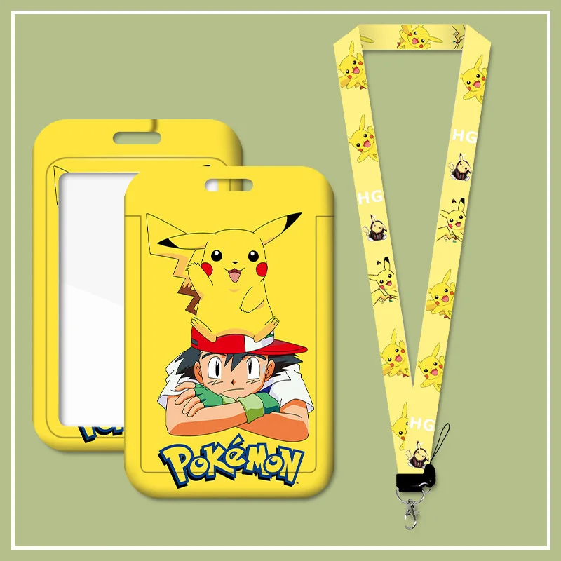 Cartoon Anime Student Pikachu Neck Lanyard Karte Hülse ID Bus U-Bahn Zugang Arbeit Erlaubnis Kinder Kette Schlüssel Halter Abdeckung