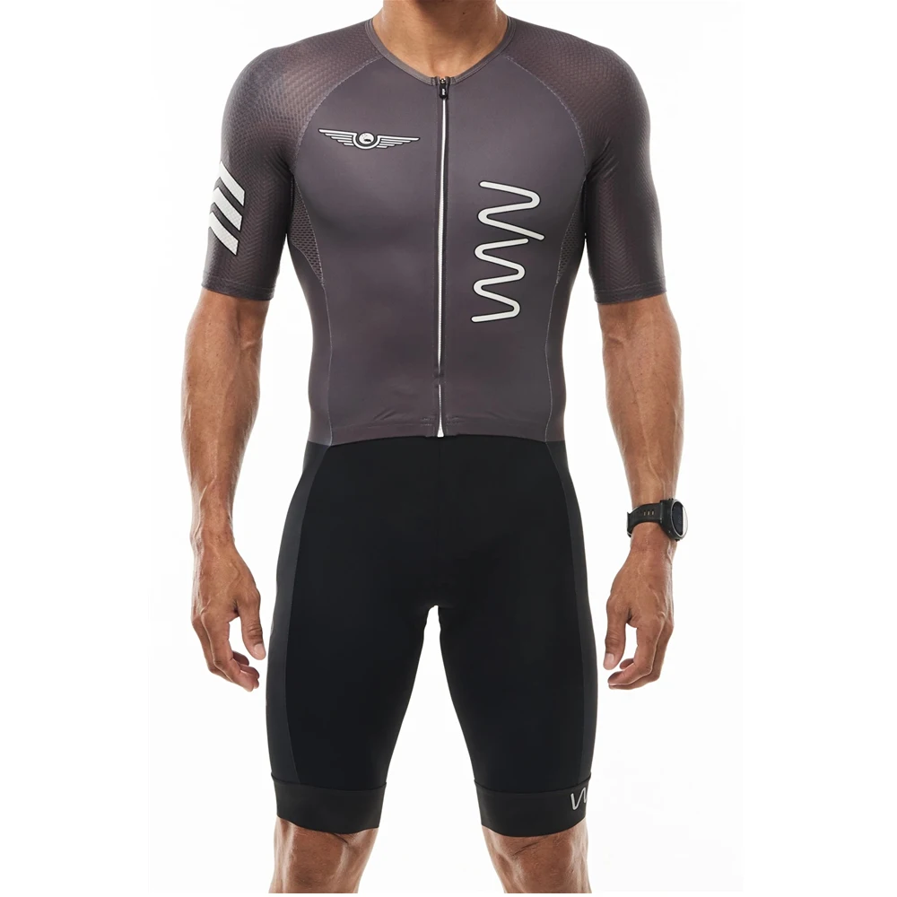 Men's Pro Triathlon Race Suit Short Sleeve Thin Pad Cycling Skinsuit Run/Swim/Bike Roupa De Ciclismo Masculino Sportwear view 2