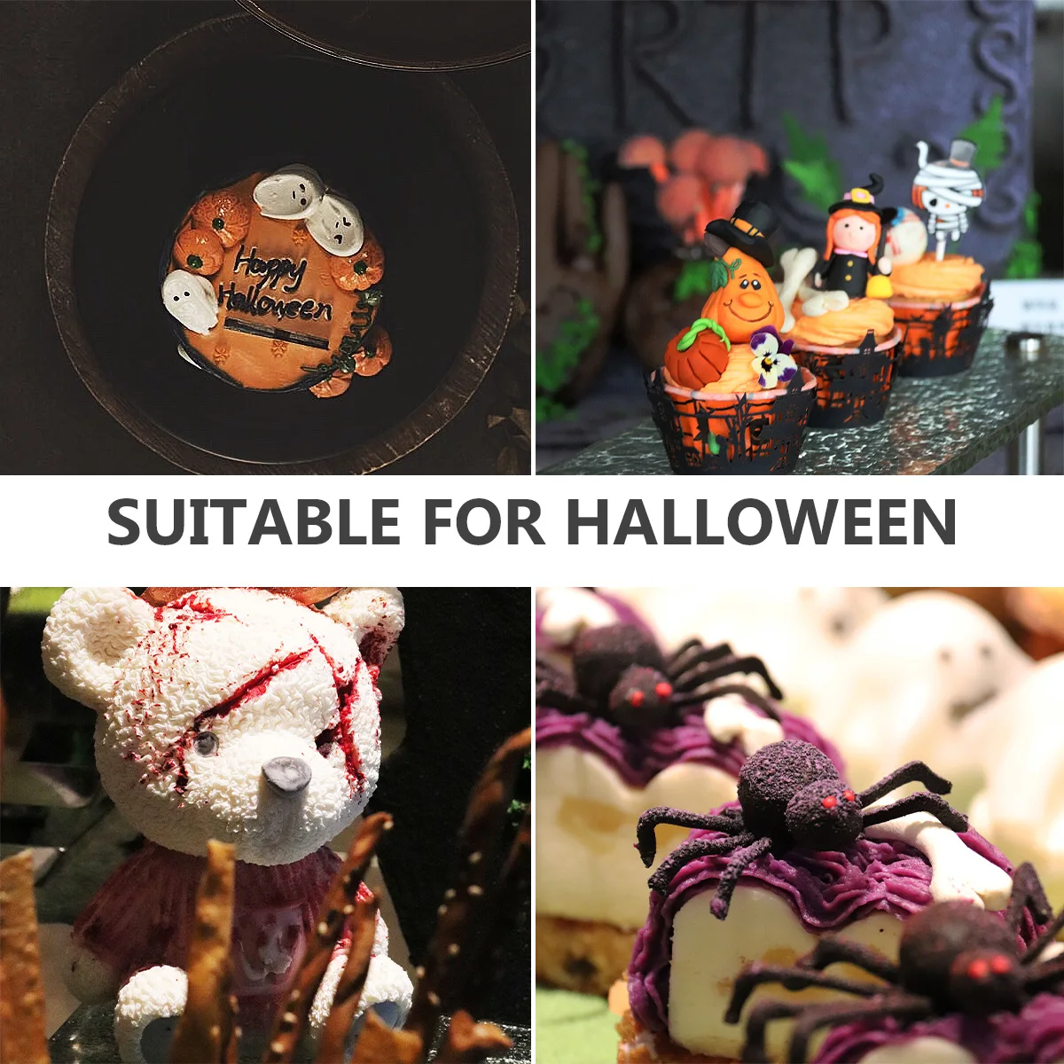 

10pcs Toppers Pattern Acrylic Decoration Party Supplies Halloween Party Decor Prop Halloween Cake Ornament Cake Insert Cards