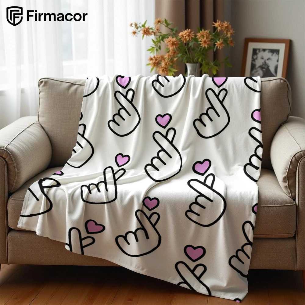 Finger Heart Ultra Soft Sherpa Fleece Blanket Fluffy Warm Halloween Cozy Throw for Sofa Couch Bedroom Gift All season
