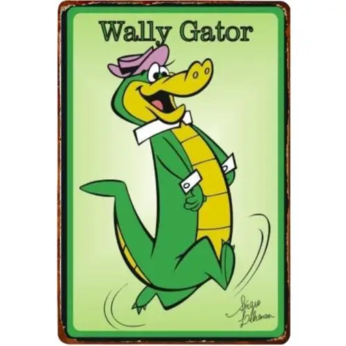Letrero Metálico Decorativo Estilo Vintage Wally Gator, Letrero de Aluminio con Diseño Retro de Dibujos Animados