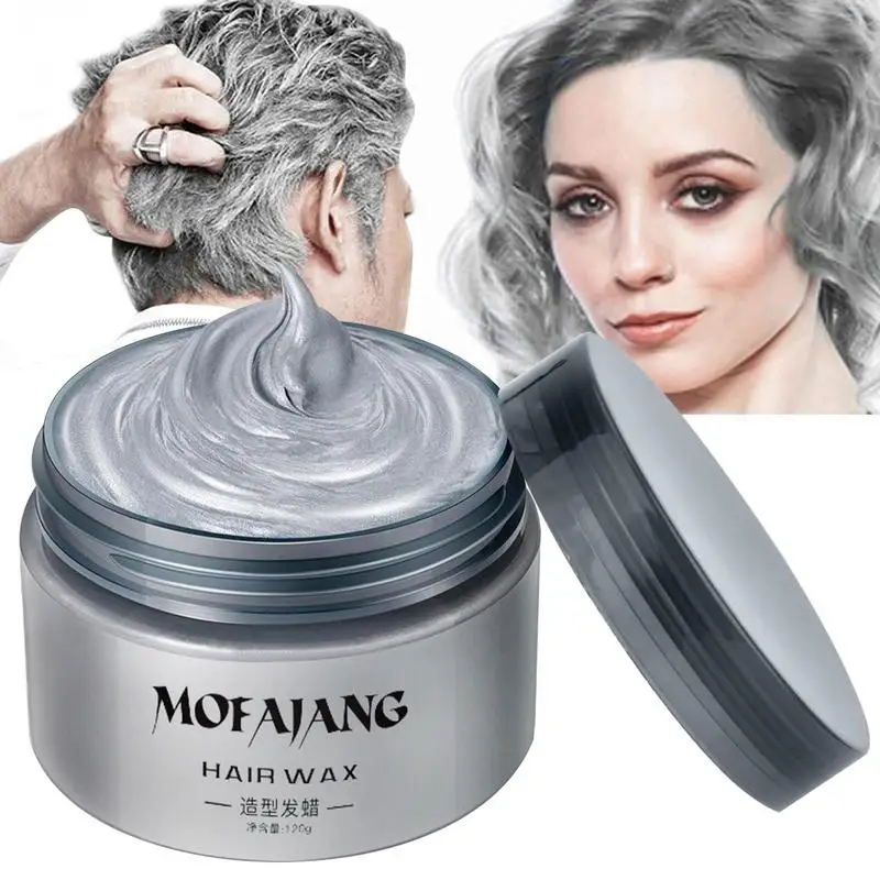 120g Color Hair Wax Styling Silver Grandma Grey Temporary Dye Disposable Fashion Festival Celebrate Molding Coloring Mud Cream