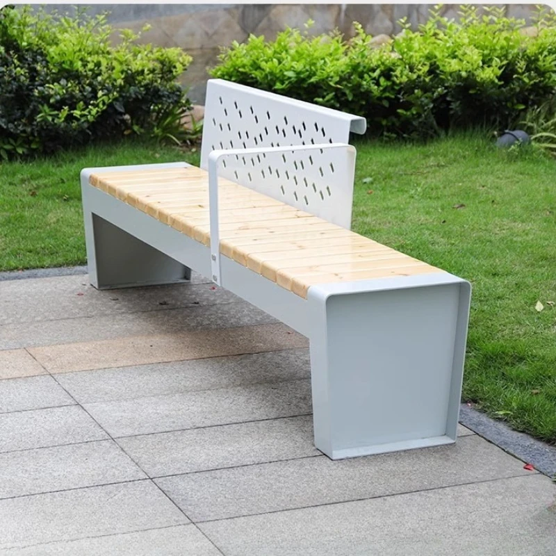 

Park chair Solid wood bench Stainless steel stool Garden wrought iron row chair Courtyard open-air back bench