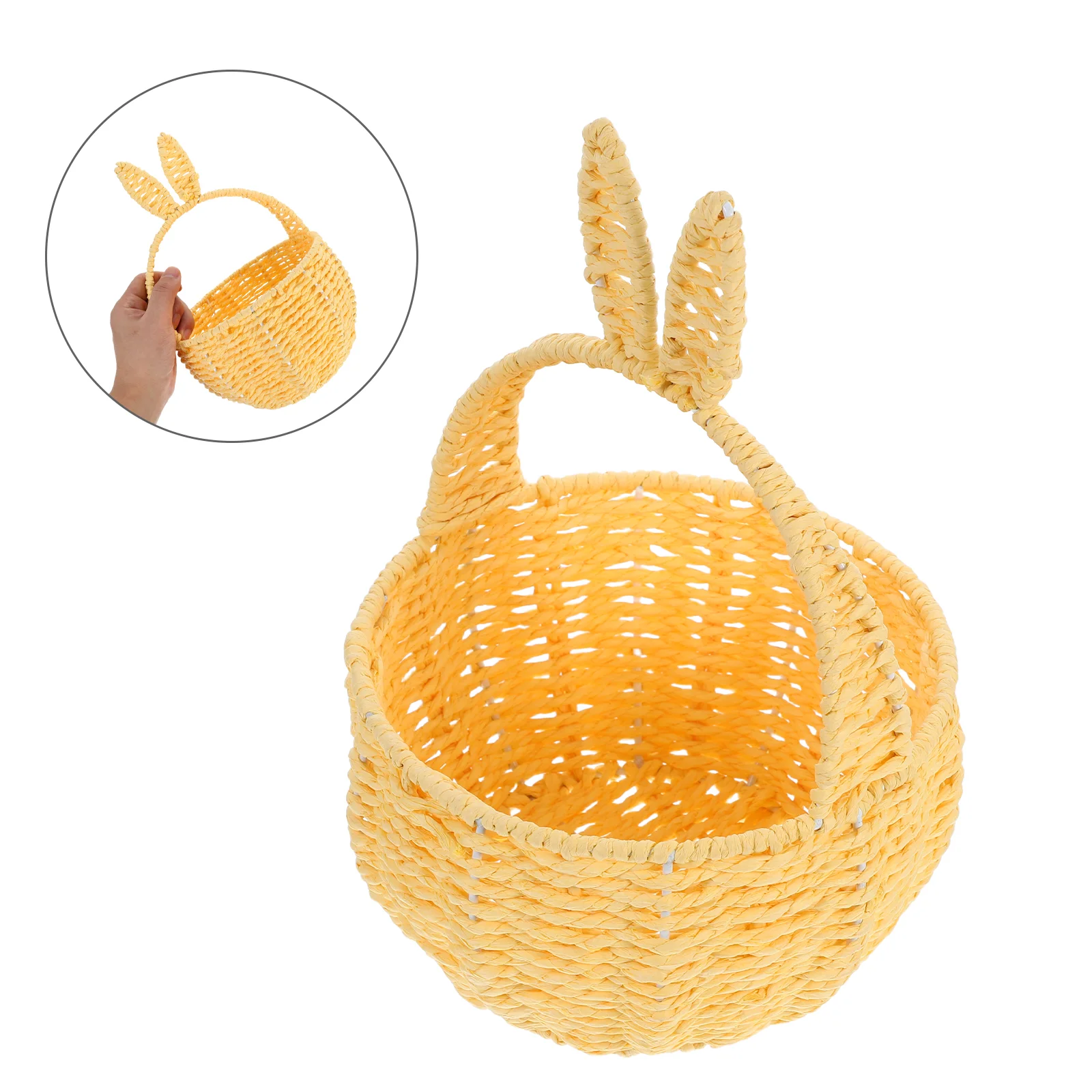 

Flower Basket Ears Versatile Use Adorable Design Material Elegant Practical Home Office Bunny Ear Basket Woven
