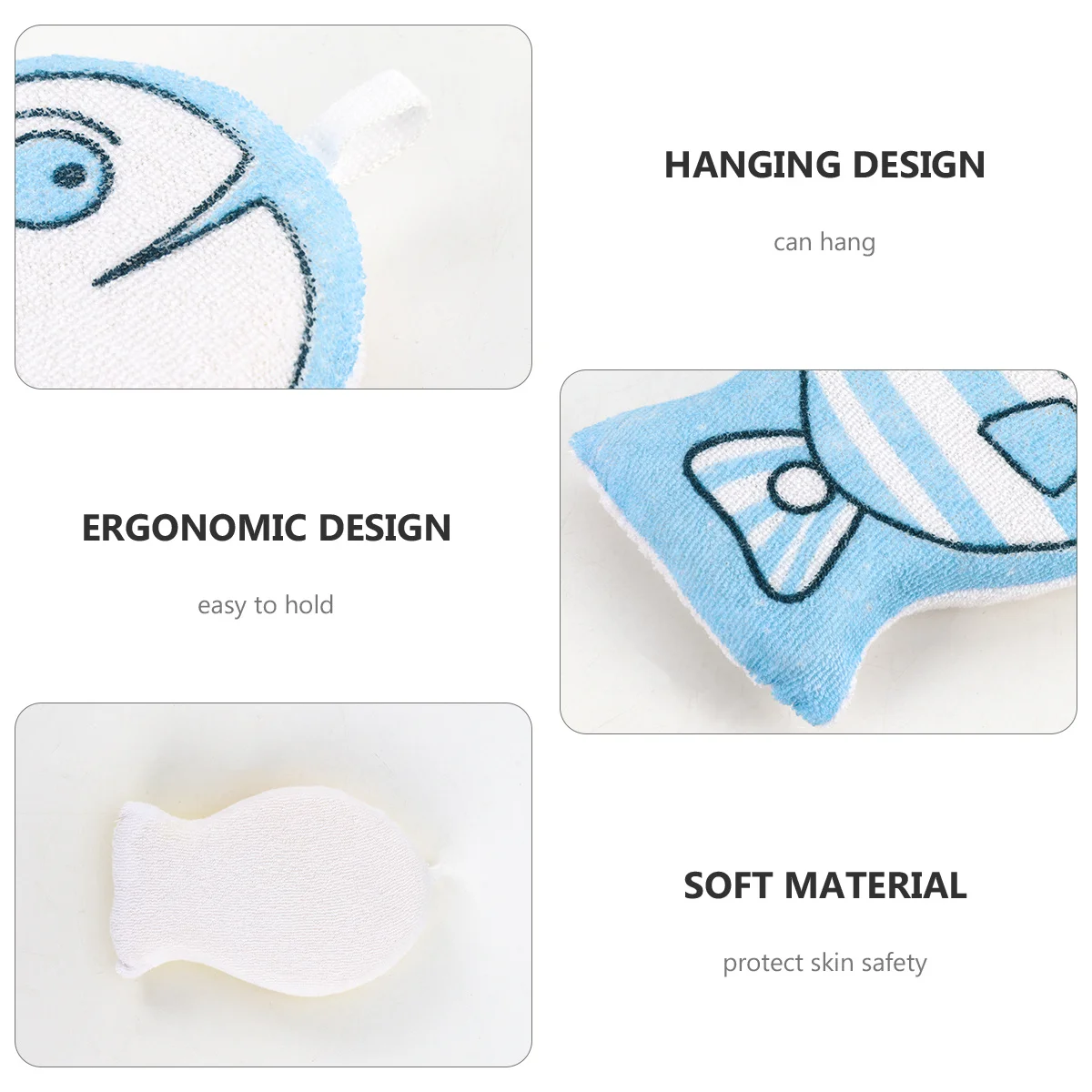 3 pçs dos desenhos animados esponja de banho do bebê confortável durável algodão poliéster infantil esponja de banho pequeno ergonômico pendurado design bebê