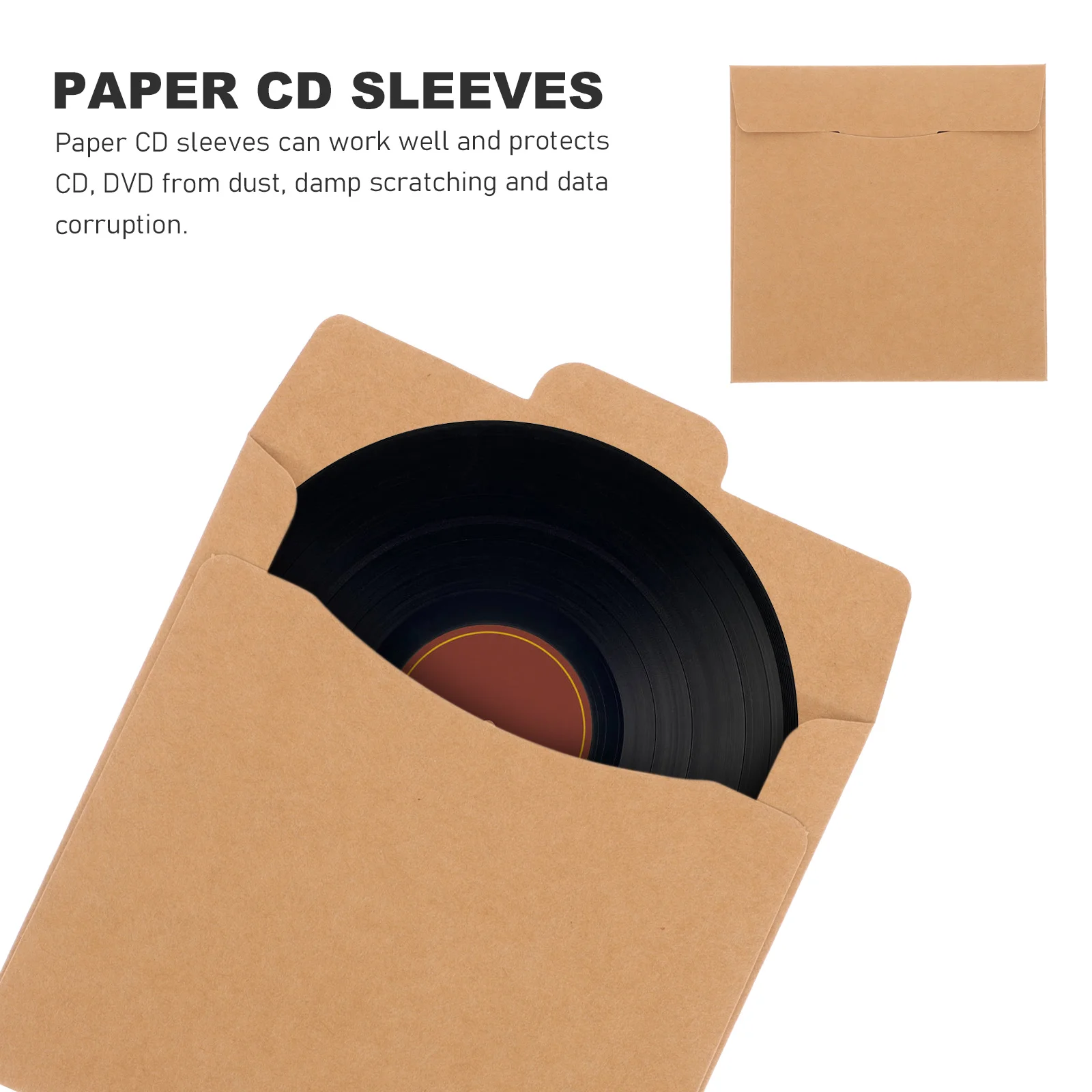 

50Pcs Cd Bag Dvd Storage Sleeve Paper Cd Covers for Business Reference Room Archiving Reliable Tear Resistant Design