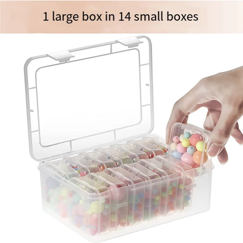 

LLCS-15Pieces Small Clear PP Beads Storage Container And Organizer Transparent Boxes With Hinged Lid For Jewelry Durable