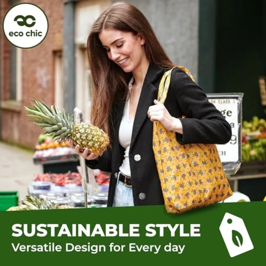 Foldable Reusable Grocery Bags - Lightweight, Recycled and Reusable Shopping Bag - Waterproof Packable Tote