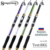 Sougayilang 1.8-3.3M Telescopic Fishing Rods 6-8 Sections Ultralight Glass Fiber Carp Fishing Rods Spinning Pole Fishing Tackle