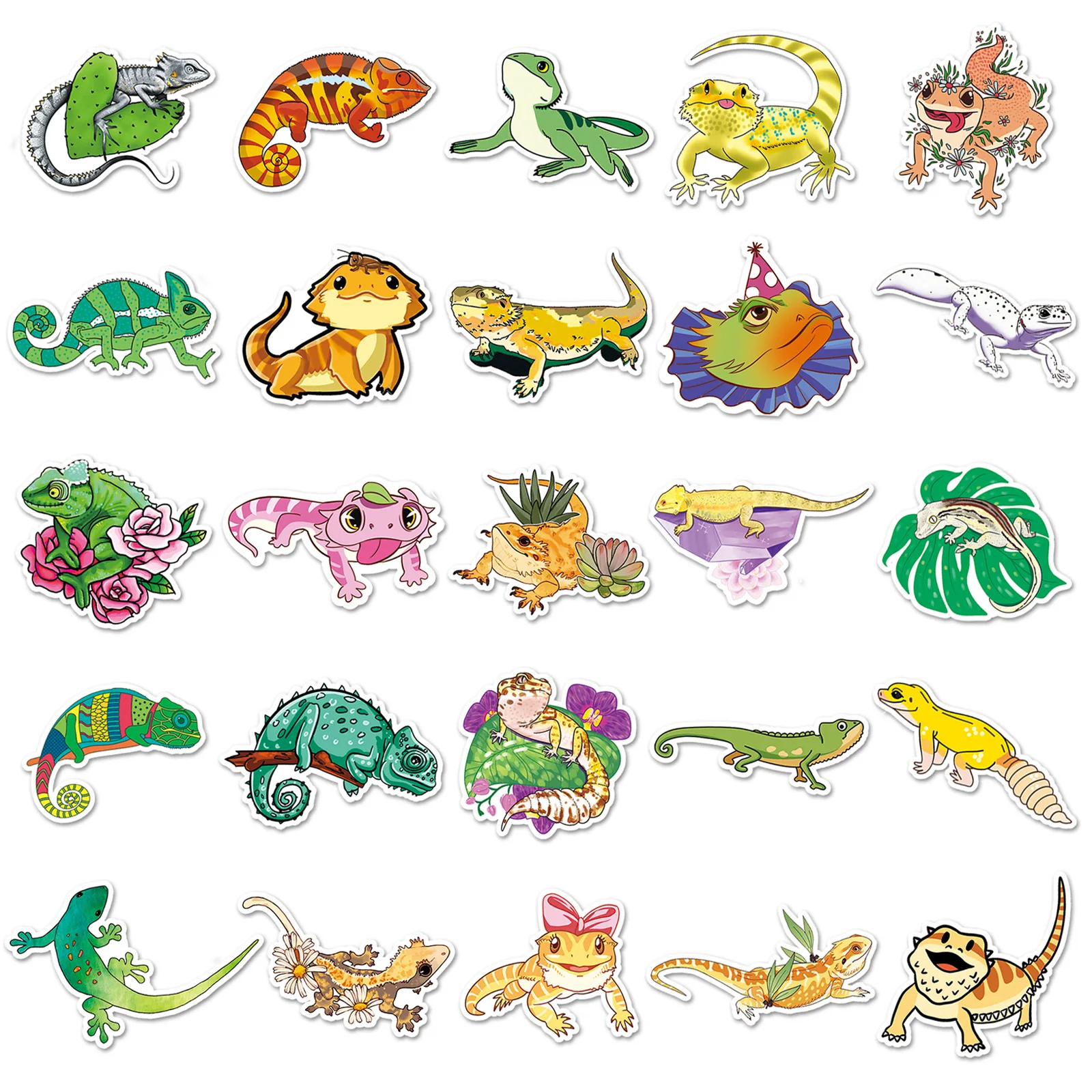 10/30/50PCS Cartoon Reptile Lizard Stickers Waterproof PVC Graffiti Decals DIY Laptop Phone Luggage Suitcase Sticker Toys Gift