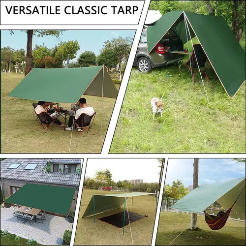 Imagen 2 del producto Tienda Tarp Impermeable Ultraligera para Camping 5x3m 4x3m 3x3m 4x4m Sombra de Playa Marquesina de Jardín Refugio Solar para Excursión Picnic