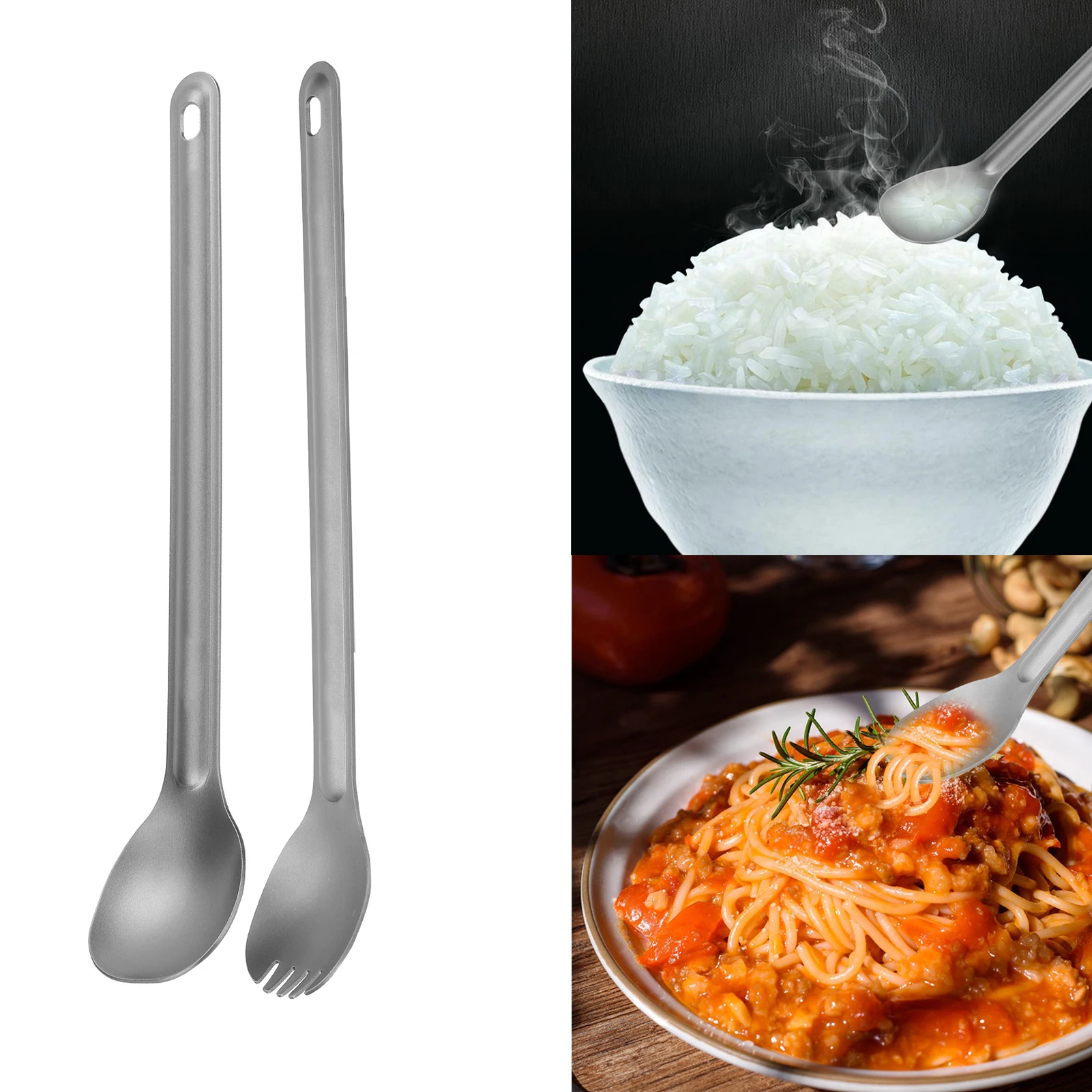 Camping Long Handle Spoon Lightweight Titanium Tableware Corrosion Resistance Spork/Spoon Camping Supplies