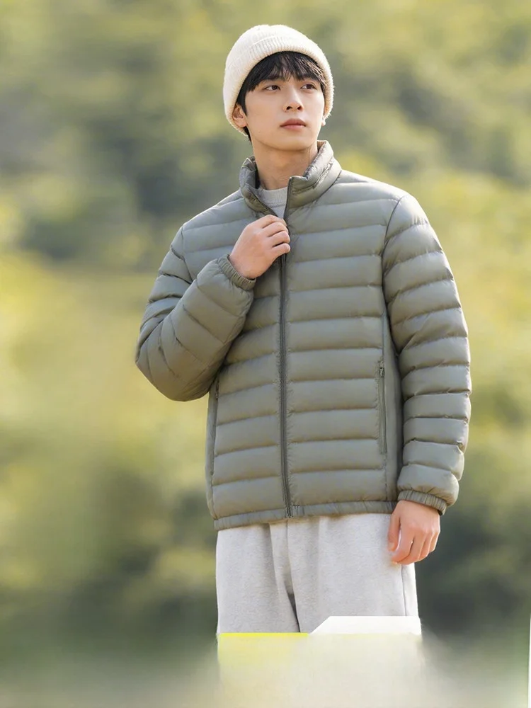 

Легкая мужская повседневная куртка-пуховик с воротником-стойкой, теплая, на пуху, весна 2026, молодежная мода