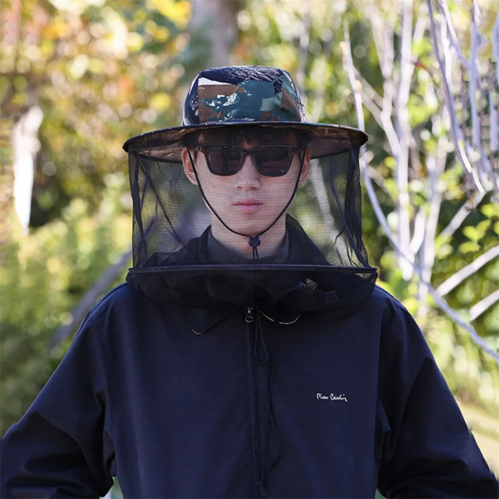 

Men Women's Fishing Cap With Mosquito Net Mesh Bee Keeper Hat Prevent Anti Sun UV Outdoor Sunshade Neck Walking Head Covers Hat