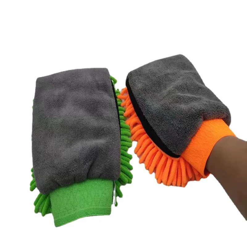 Car Care Double Sided Gloves Waterproof Car Wash Microfiber Gloves Long Hair Thickened Car Cleaning Gloves Wax Detail Brush