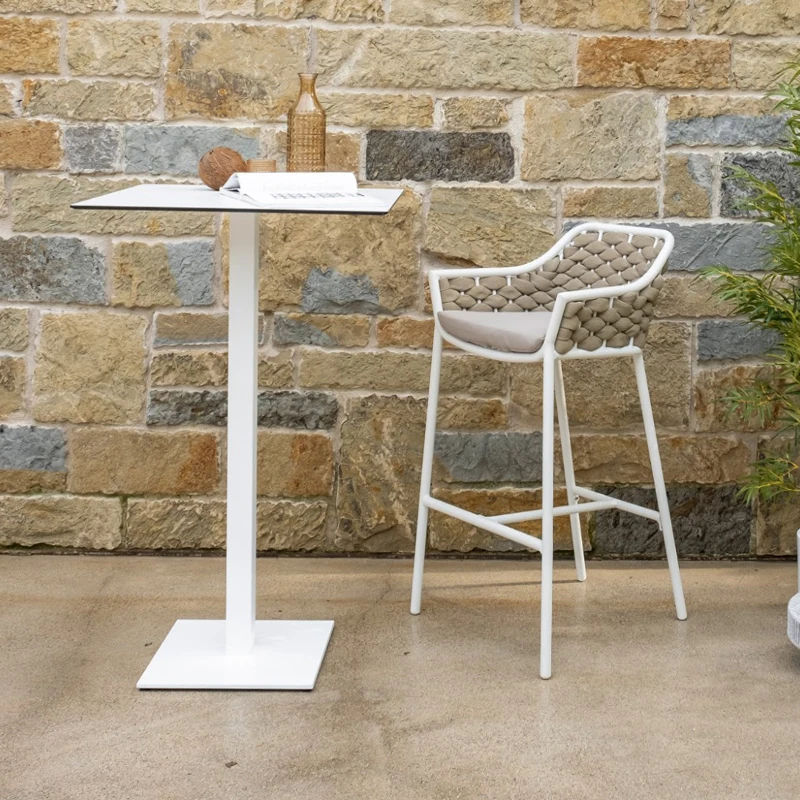 Garden Aluminum Outdoor High Chair Modern Simple Leisure Weatherproof Bar Villa Terrace Balcony
