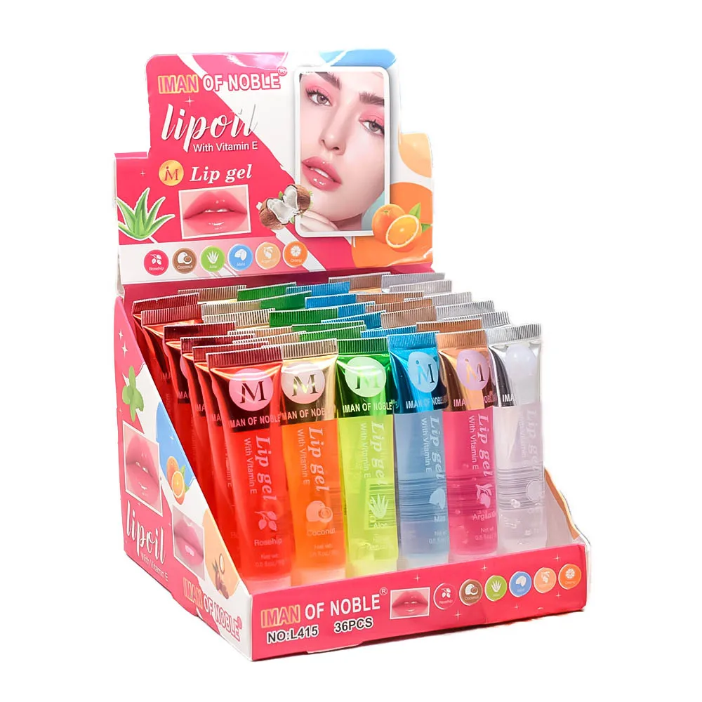 36Pcs Fruit Flavor Glossy Lip Oil Set Clear Hydrating Moisturizing Lip Gloss Women Lips Makeup Wholesale