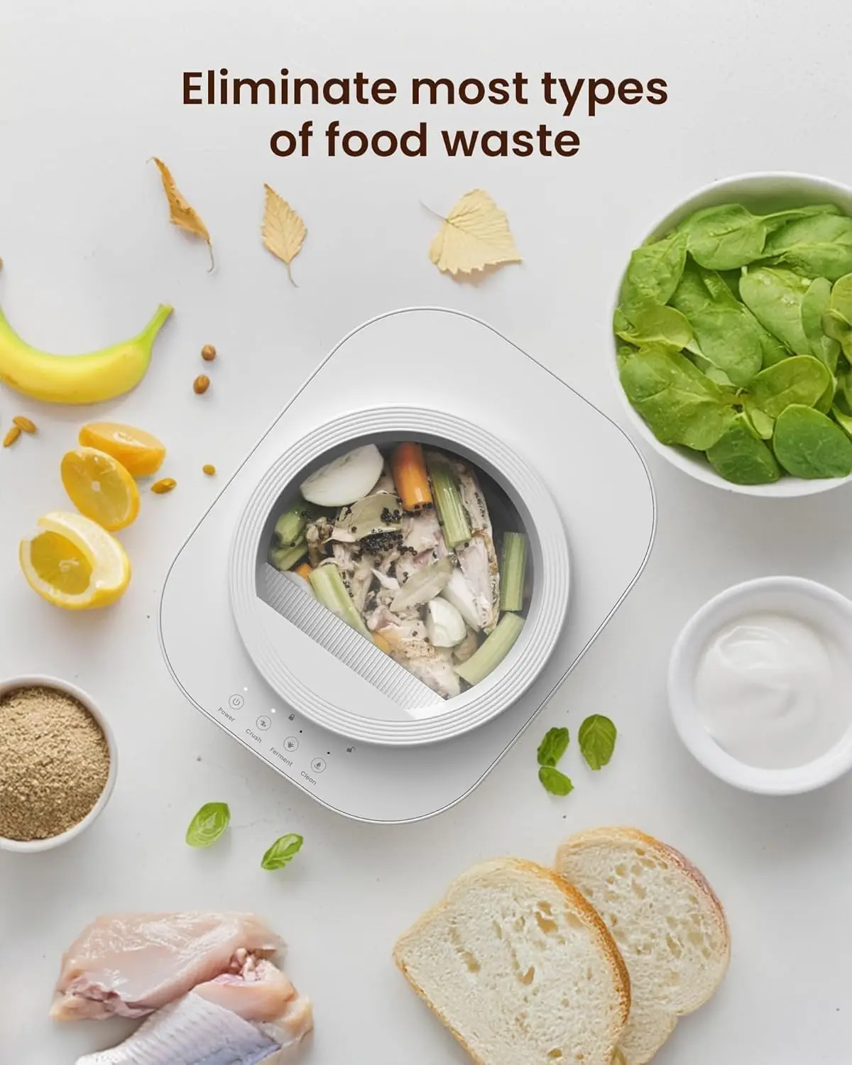 4L Electric Kitchen Composter: Odorless, Low Noise, Auto-Cleaning, Turns Food Waste into Fertilizer