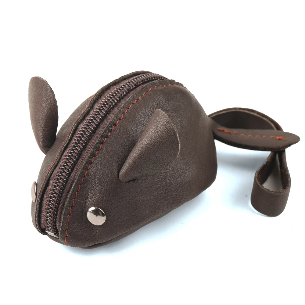 Mini Genuine Leather Coin Purses, Cute Mouse Shaped Novelty Bags, Vintage Wallets and Pouches