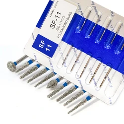 Dental Diamond Burs Broca, Haste para alta velocidade Handpiece, Dentista FG Brocas, Polimento Repair Kit, 1.6mm, 10Pcs por Caixa