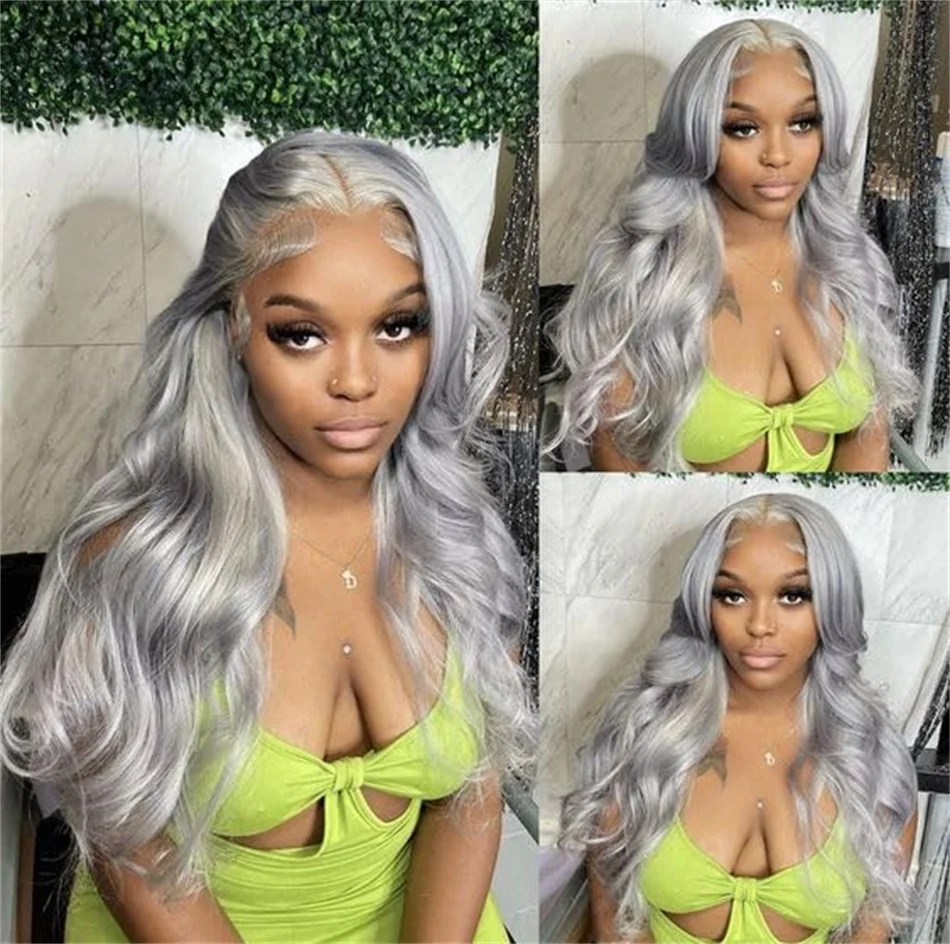 13x4 13x6 Transparent Grey Lace Front Wigs Human Hair Colored Human Hair Wig Brazilian Body Wave 613 Lace Frontal Wigs for Women