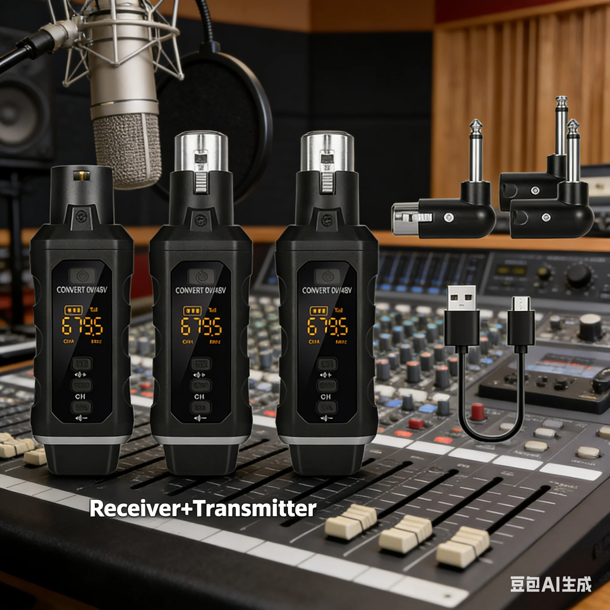 24ghz-ワイヤレスマイクシステム100m範囲超低遅延ワイヤレスxlr送信機と受信機（ダイナミックマイク用）