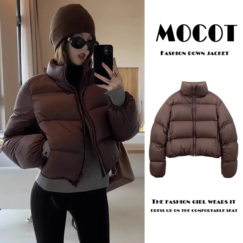 

2026 New Autumn Winter Short Parkas Jacket Women Warm Zipper Loose Down Coat Female Cotton Jacket Solid Thick Windproof Outerwea