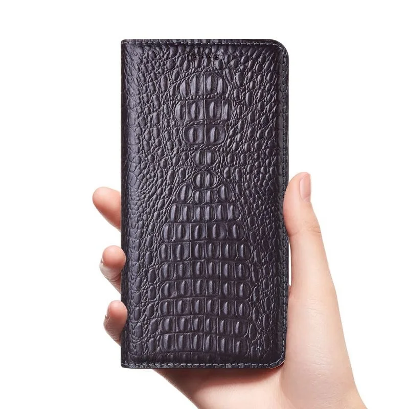 Cowhide Genuine Leather Case For Samsung Galaxy Note 20 10 9 8 5 Plus Lite Note20 Ultra Magnetic Crocodile Leather Flip Cover