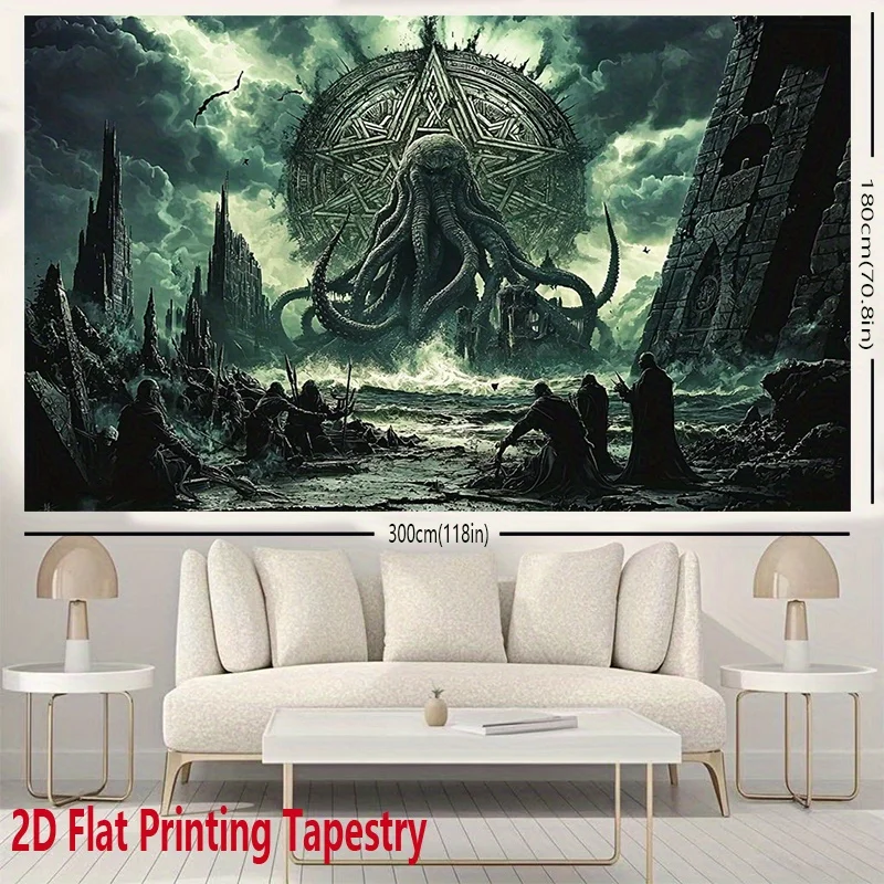 Dark Cosmic Horror Lovecraftian Tentacle Mural Tapestry Polyester Fabric Wall Hanging Gothic Art Print Large Size Home Decor Dec