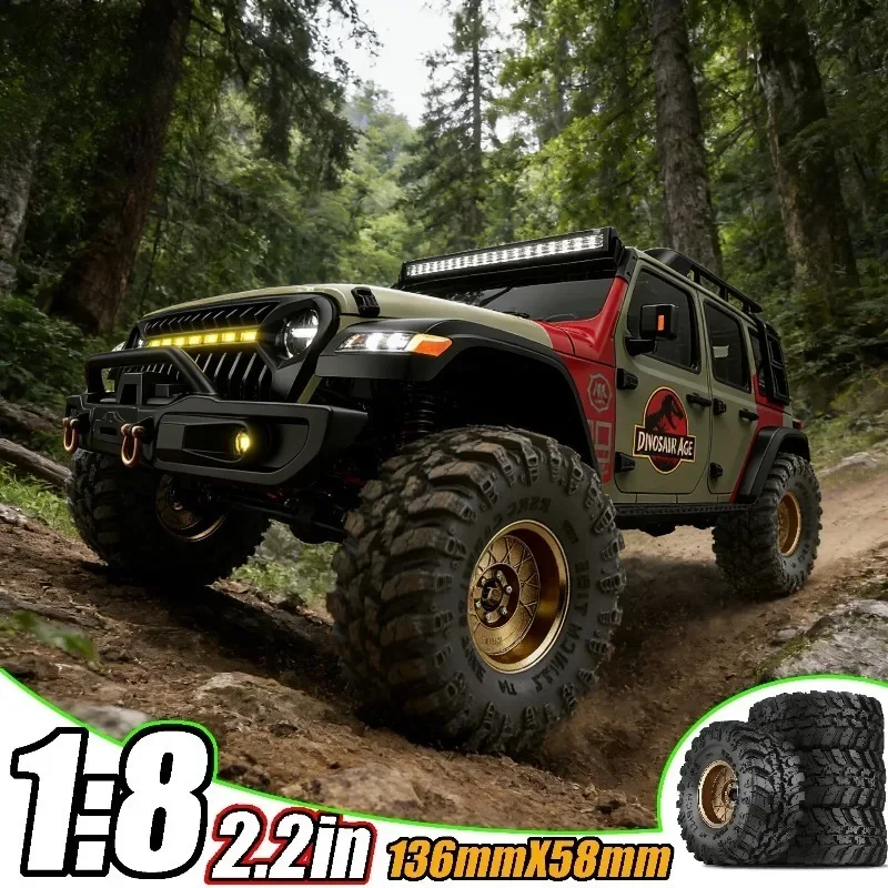 

2.2 RC Crawler Tires and Metal Beadlock Wheels 4PCS for 1/10 1/8 RC Crawler Car SCX10 I II III Pro TRX4 TRX6 Gen7/8 D90