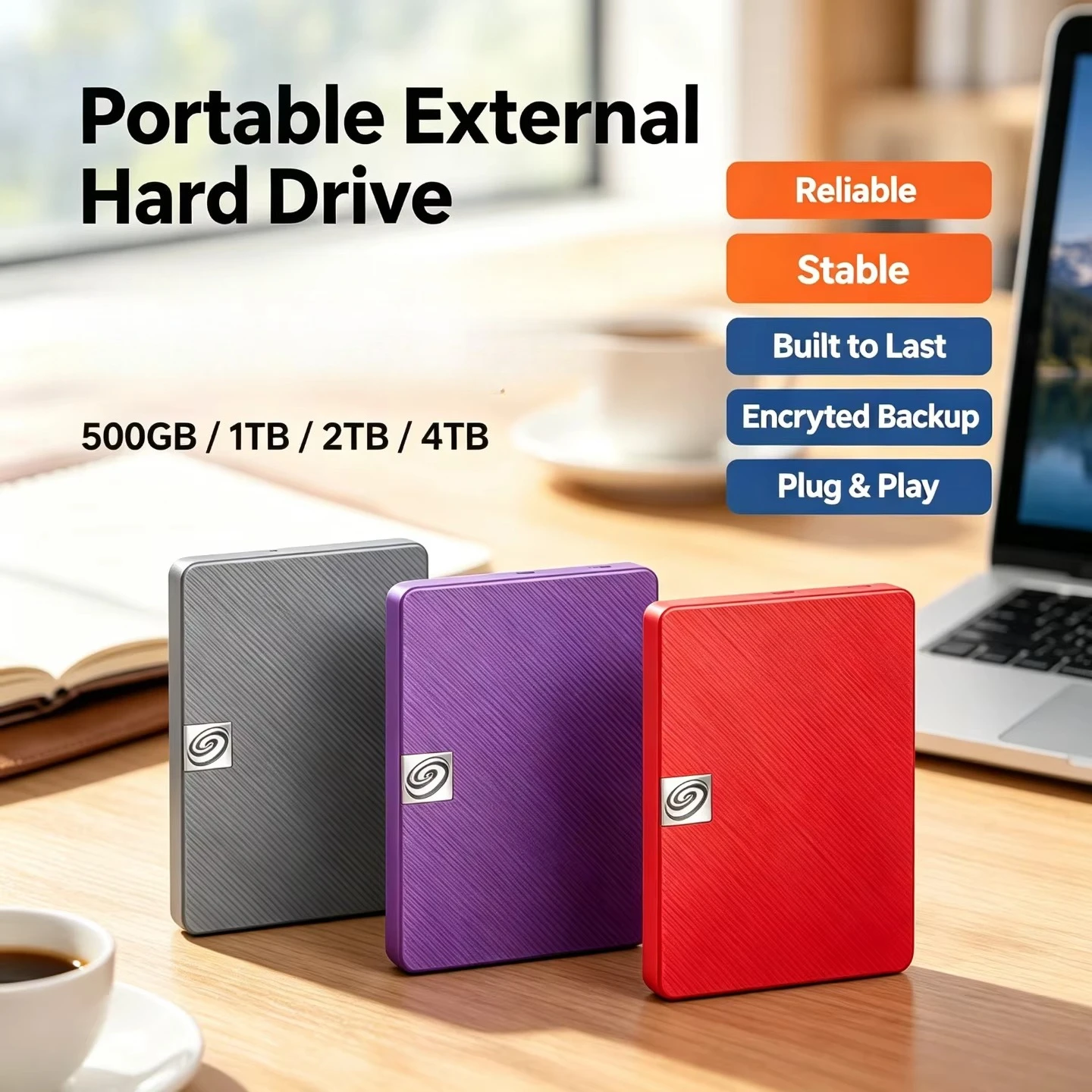 ポータブル外付けssd。オフィスデータの安全なバックアップやゲームに最適。ps5、デスクトップpc、ノートpc、macに対応。1tb、2tb、4tb。