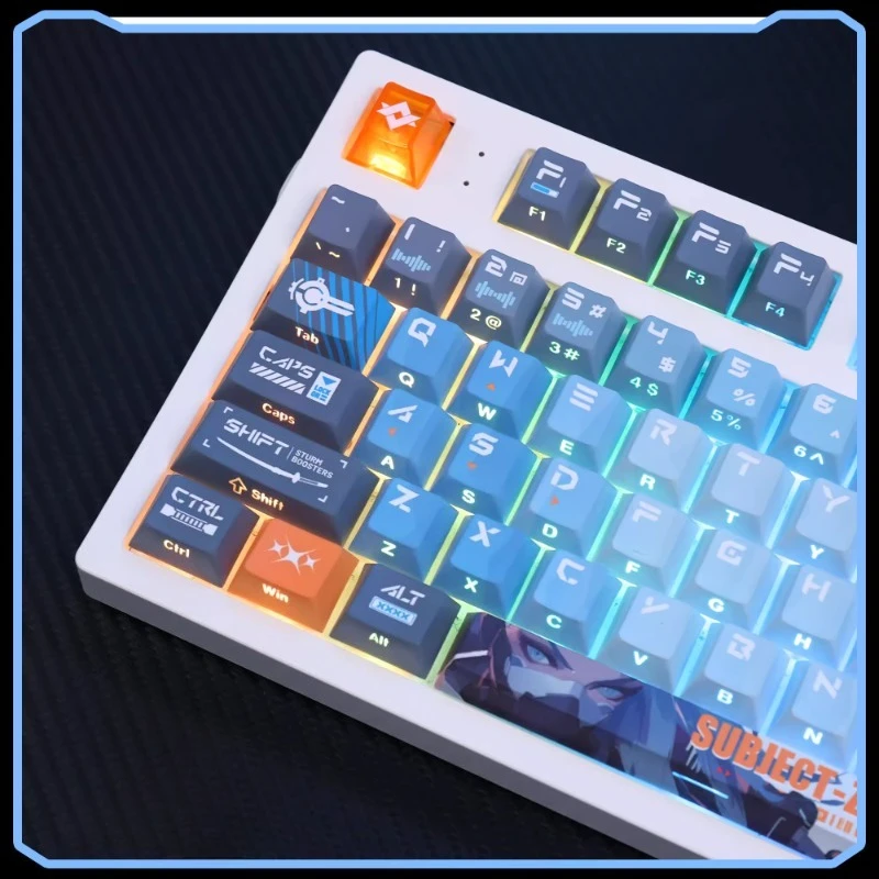 Set Keycap Tema Transmisi Anime Keycap Buatan Tangan Asli Kustom Sublimasi PBT Profil Ceri untuk Hadiah Keyboard Mekanis