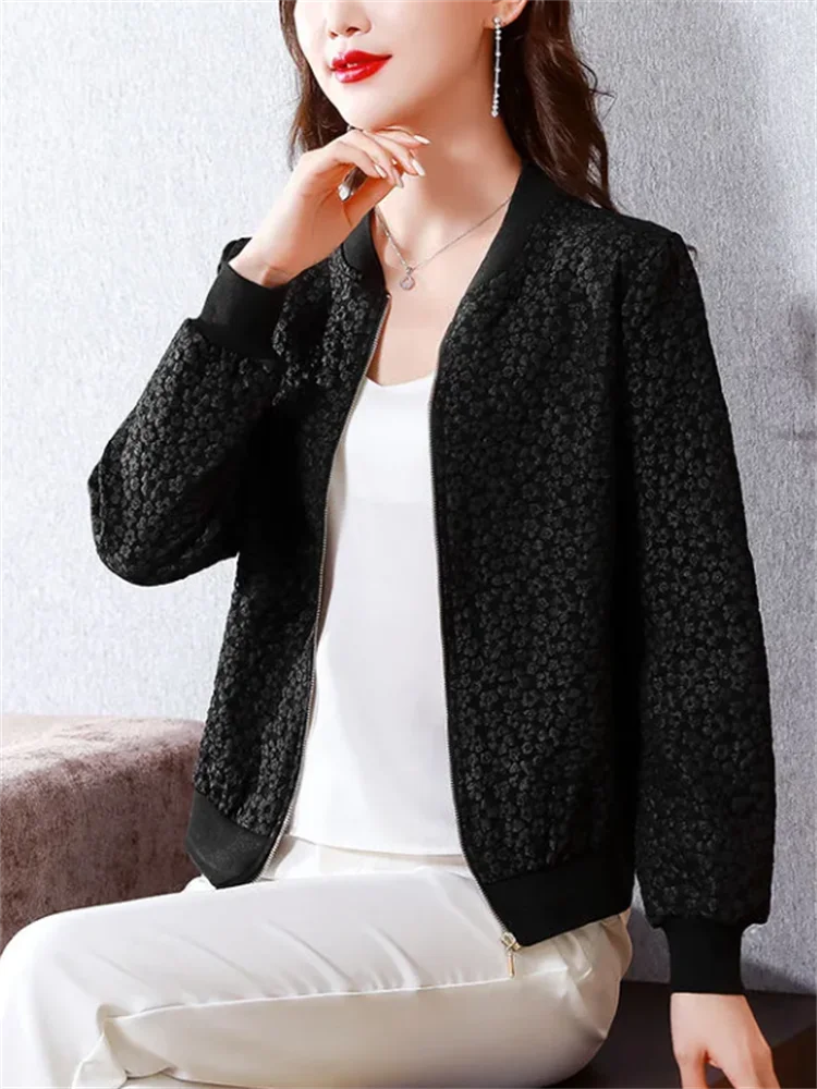 Fashion Short Jacket Women Coat Casual Ladies Jacket Cardigan Outwear Black Coats Woman Clothes Jacket Standing collar Zip Coat