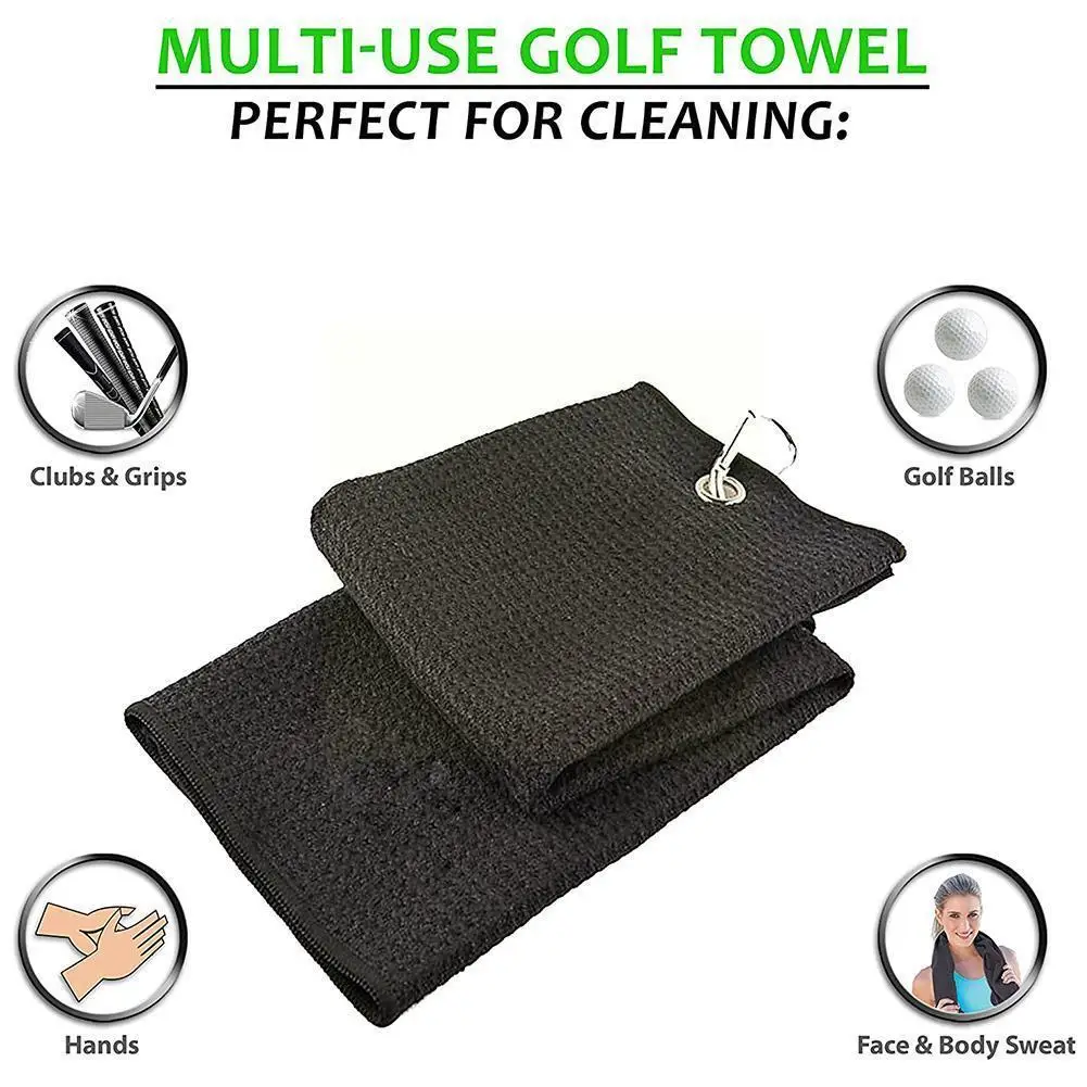 Golfs Towel Waffle Pattern Cotton with Carabiner Cleaning Cleans Towels Balls Hook Clubs Towel Golf Microfiber Hands D5O2