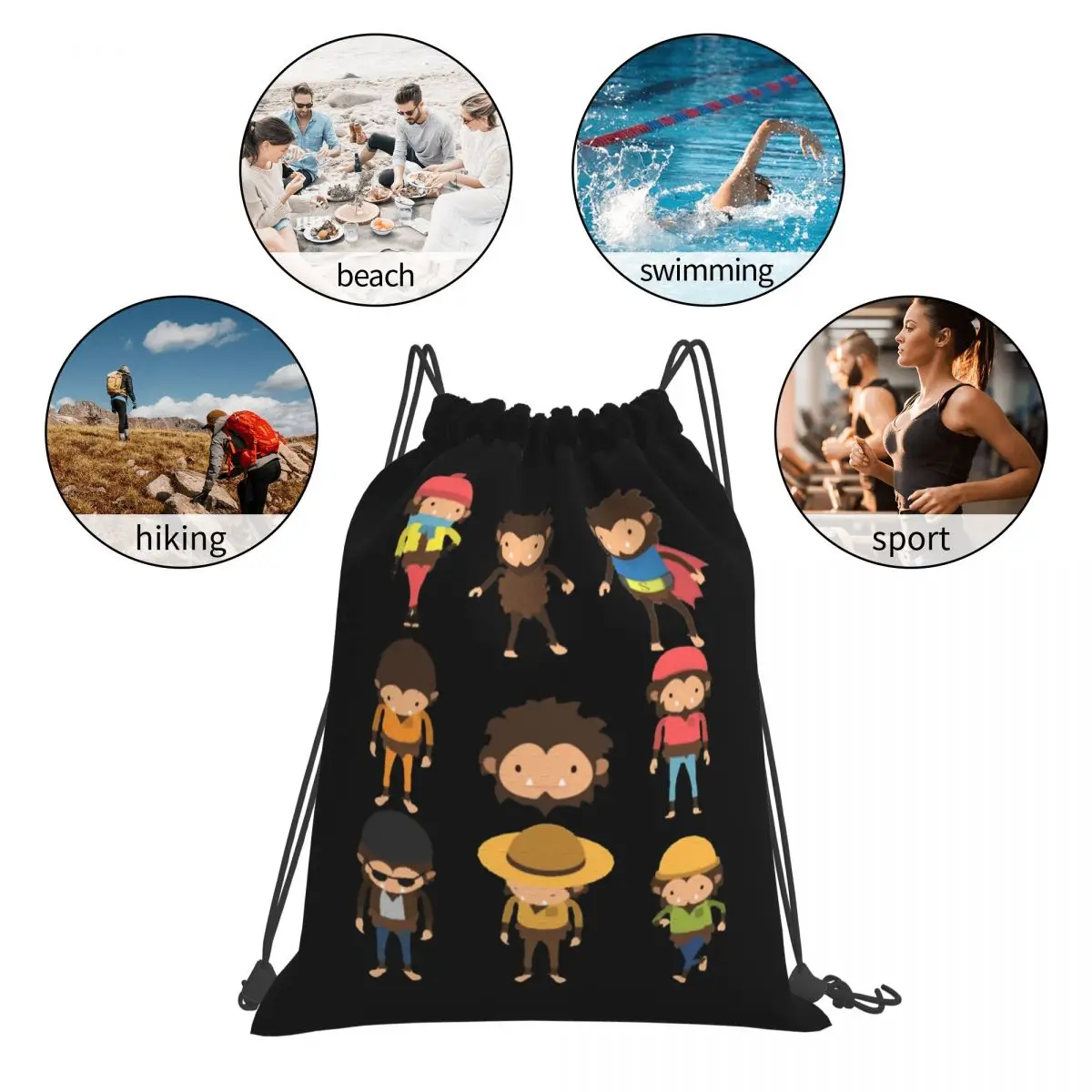 Sneaky Sasquatch Poster Backpacks Multi-function Portable Drawstring Bags Sports Bag Book Bags For Travel School