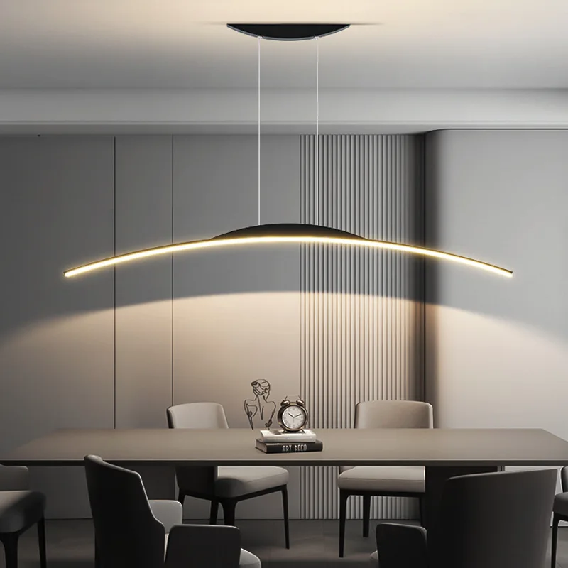 Simple Led Pendant Light Modern Restaurant One-character Strip Chandelier Bar Dining Table Home Interior Decor Lighting Fixtures