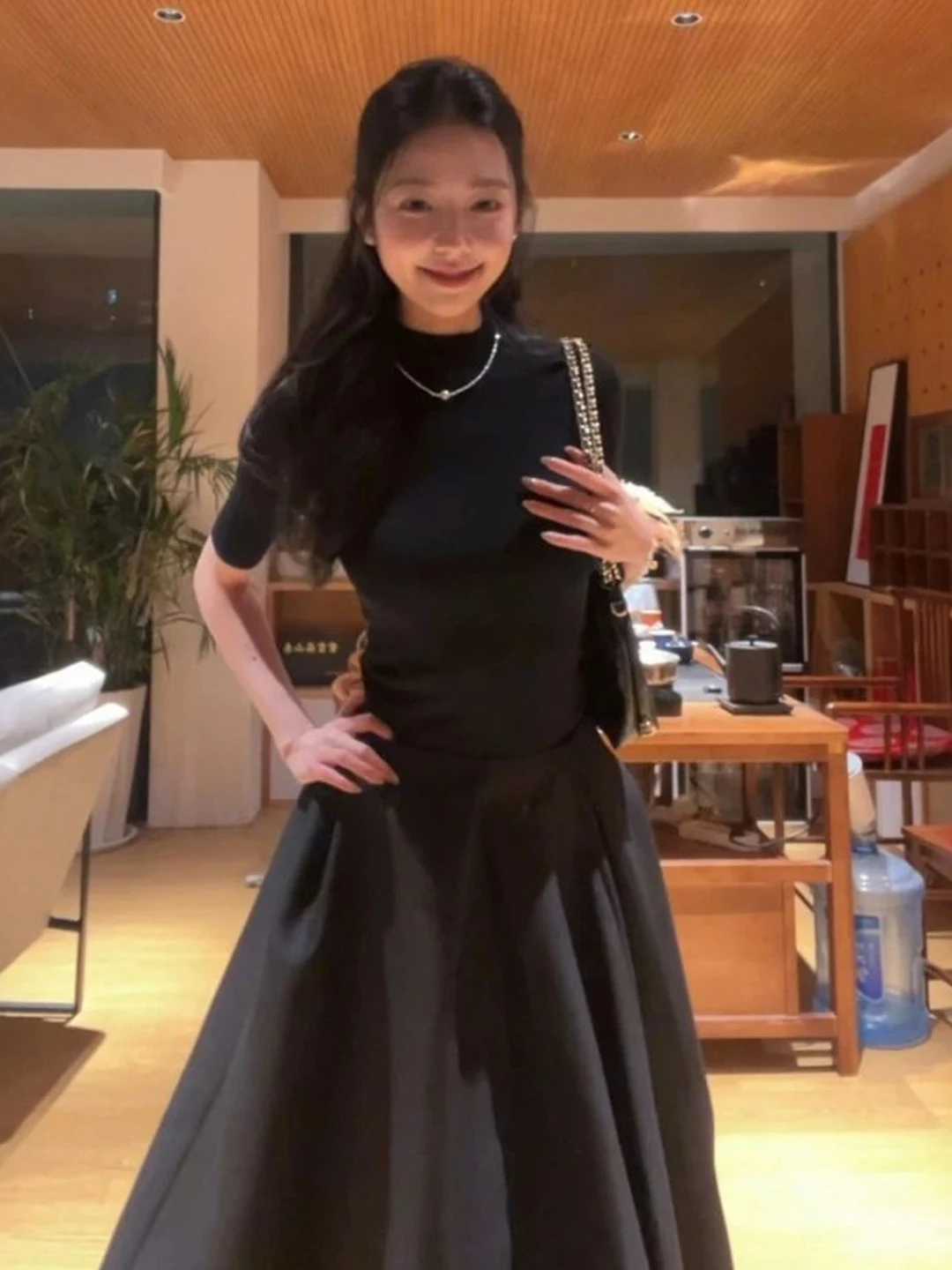 

Elegant Gentle Wind Two-Piece Set Comfortable Long-Sleeve T-Shirt And High-Waisted Skirt Spring Summer Casual Versatile Women...