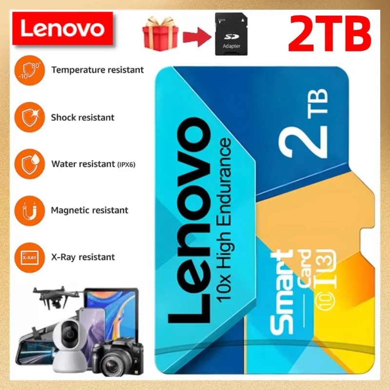 Lenovo-Cartes mémoire micro TF/SD d'origine, carte flash, appareil photo, irritation 10, 128 mbumental, 2 To, A2, 100 Go, 512 Go, 2024, nouveau