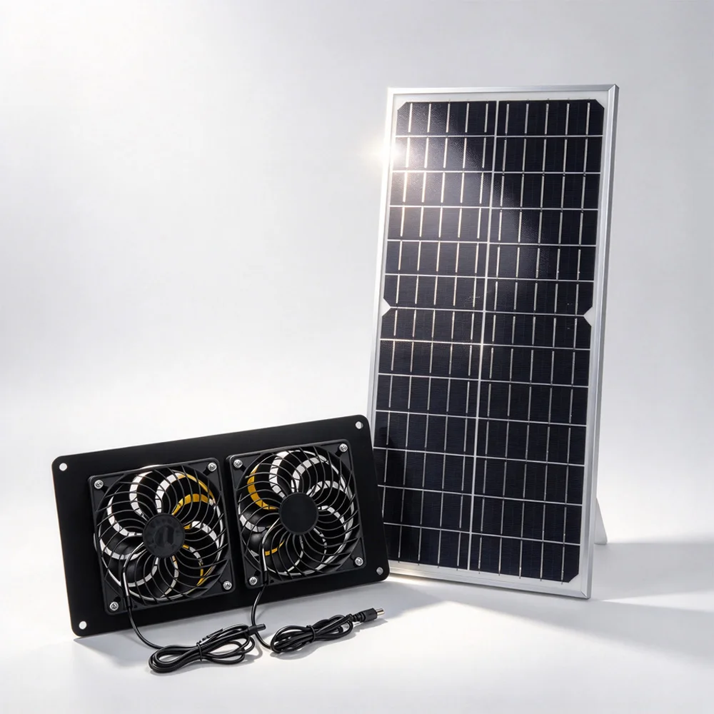 Cooling 16W Solar Panel Fan outdoor Solar Exhaust Fan for Chicken Coop, Dog House, Greenhouses Air Circulation Fan