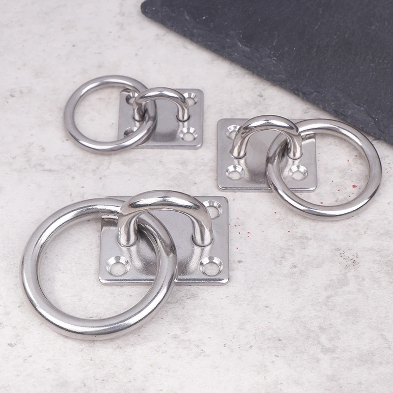 M5 M6 5/6mm Stainless Steel Square Marine Eye Plate Eye Hook With Round Ring Lashing Tie Down Boat Yacht Boat Marine Hardware