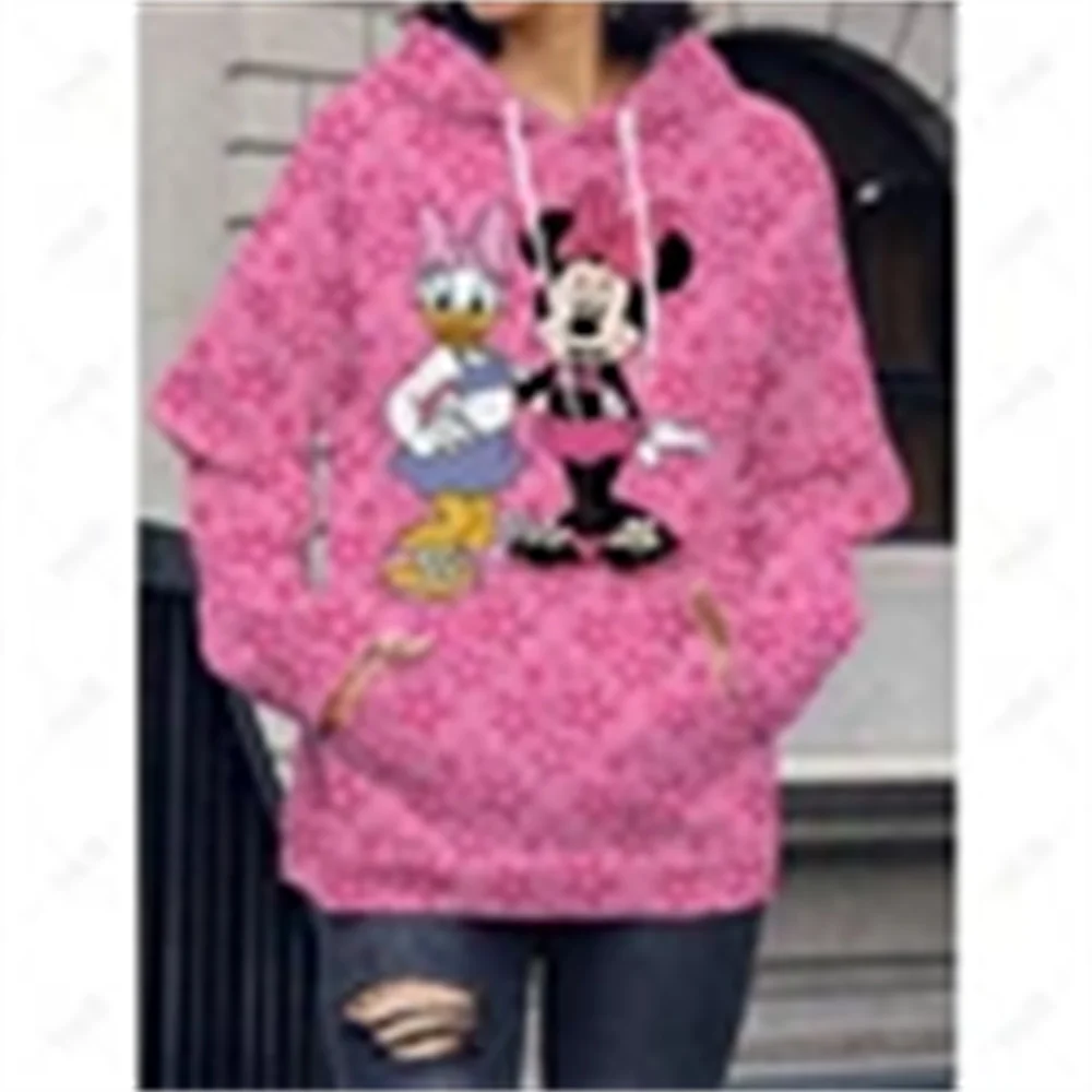 Disney-Hoodies com estampa de mickey mouse feminino, harajuku, manga comprida, capuz solto casual vintage feminino, moda outono,