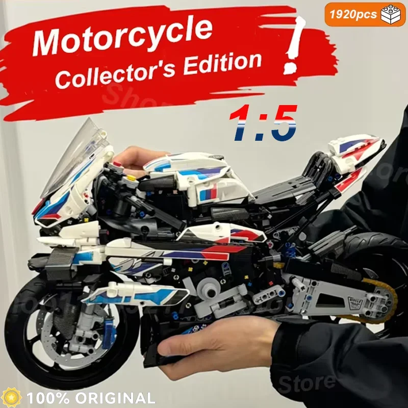 New Motorcycle Building Bocks Simulation Motorcycle Model Decoration Assembly Model Difficult Toy Boy Educational Creature Gifts