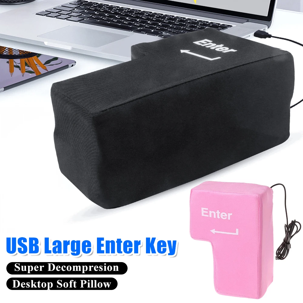 

USB Enter Key Anti-Stress Big Enter Button Desktop Nap Sleep Soft Pillow Office Stress Reliever For Computer Laptop PC Accessory
