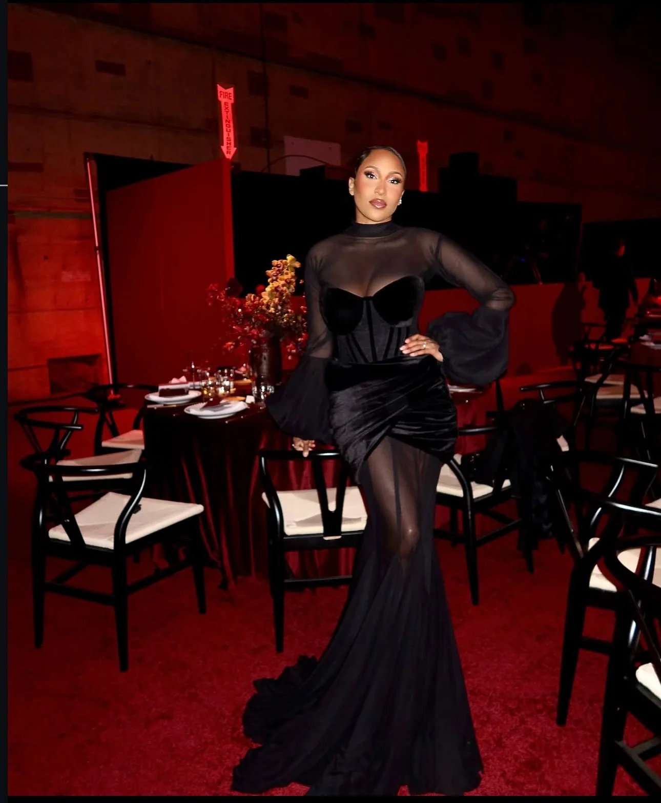 Sexy Black Mermaid Prom Dresses Sheer Stretchy Tulle Formal Party Dresses Celebrity Gown Velvet Corset Illusion Evening Dress image 2