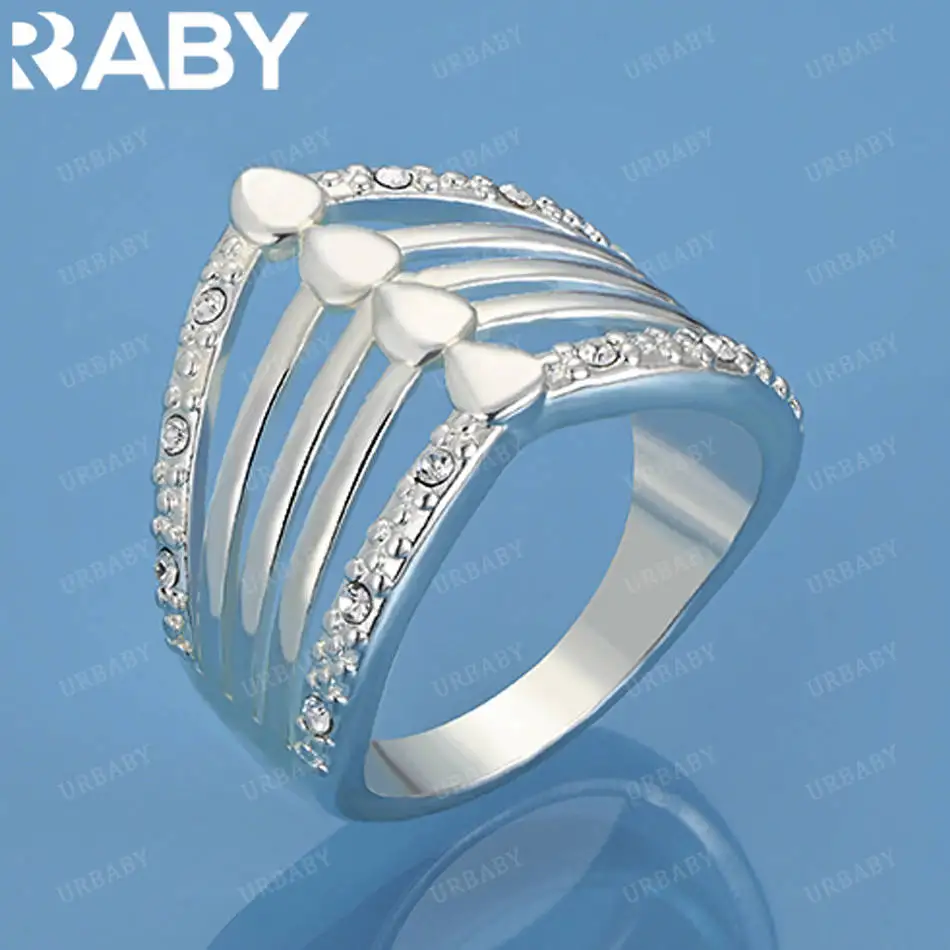 

URBABY 925 Sterling Silver Size 7-10 Zircons Crown Ring For Women Men Fashion Jewelry Charm Grace Noble Wedding Accessories