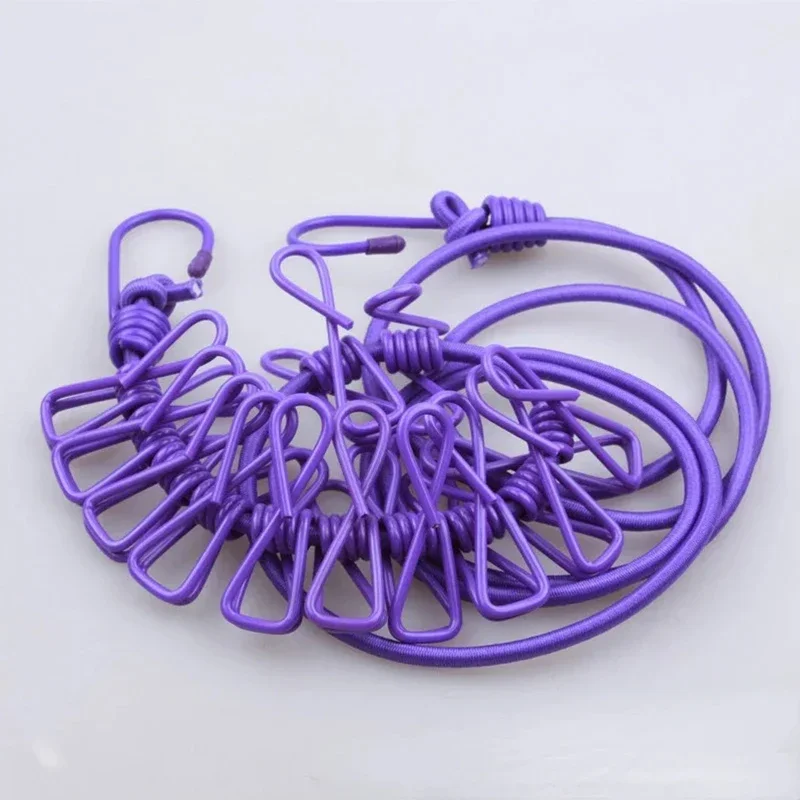 4M Outdoor Camping Non-slip stretch clothesline With 12Clips Travel Stretchy Clothesline Sock Line Hanging Laundry Drying Rope view 6