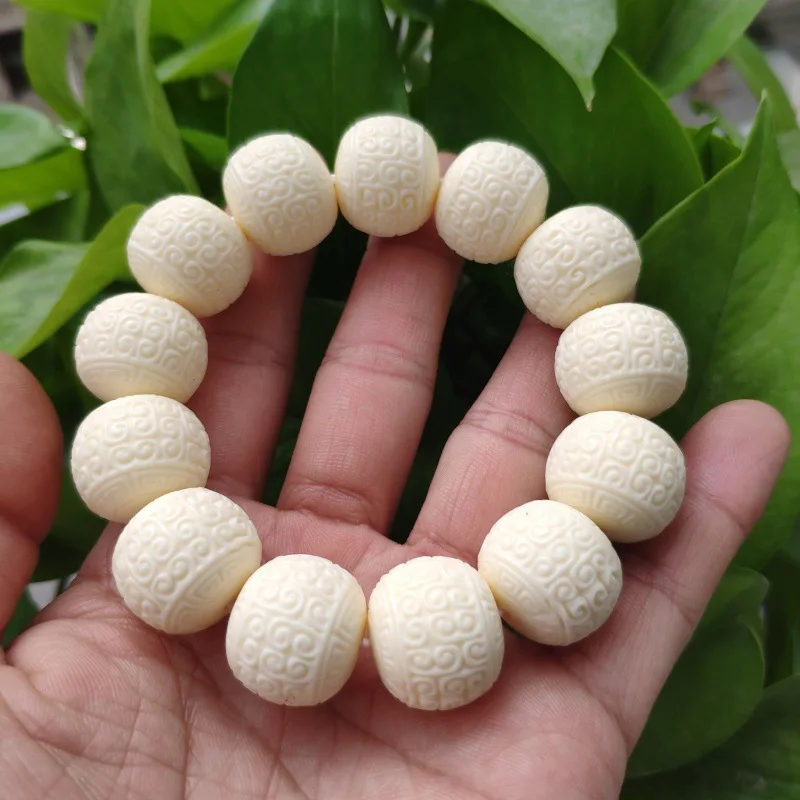 Factory Direct Supply Ivory Nut Fret Beads Xiangyun Beads Bracelet Men and Women Bracelet Decorations Beads Crafts